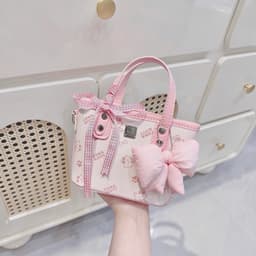 Túi Xách Nữ Mini Họa Tiết Dễ Thương Kèm Nơ Trang Trí, Túi Đeo Vai Phong Cách Ngọt Ngào 4