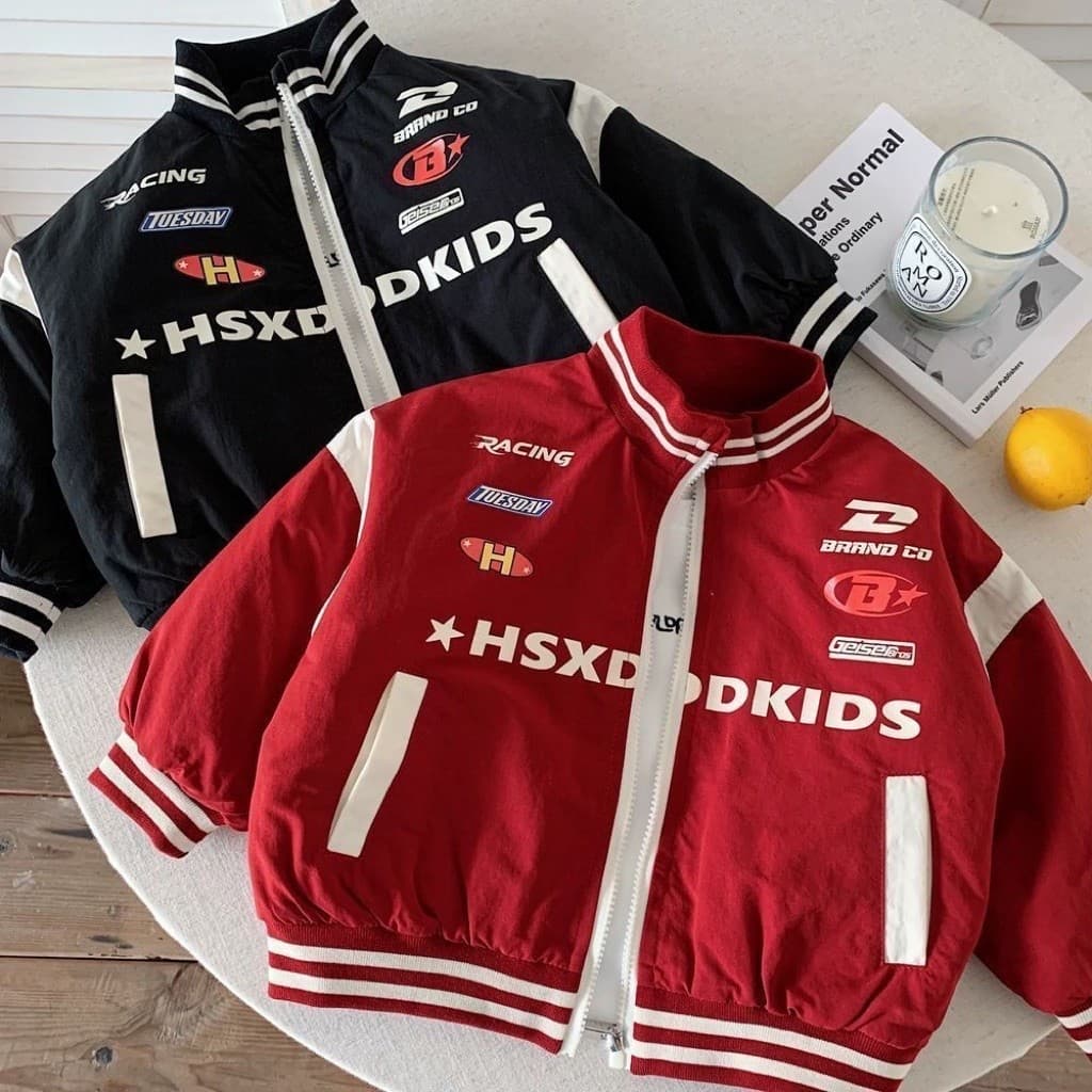 Áo Khoác Bóng Chày Cho Bé Phong Cách Racing Cá Tính Áo Jacket Thu Đông In Chữ HSXD DKIDS Cho Bé Trai Bé Gái