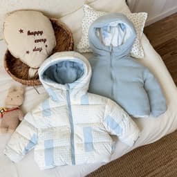 Áo Phao Cho Bé Mặc 2 Mặt Họa Tiết Hoạt Hình Lót Lông Cừu Dày Dặn Siêu Ấm Áo Khoác Thu Đông Dây Kéo Cho Bé Trai Bé Gái 2