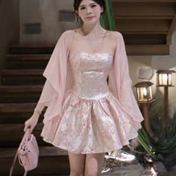 Váy Gấm Cúp Hoa Thêu Dáng Xoè Cúp Ngực Kèm Choàng Voan Tiểu Thư Đi Cưới, Chụp Hình Tết 2027 Kieupham.shop 2