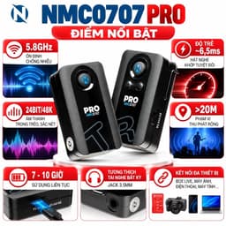 Bộ Thu Phát Âm Thanh Không Dây NMC-AUDIO NMC0707 PRO 5.8GHz, 24Bit/48K, Độ Trễ Thấp, Jack 3.5mm, Pin 7-10 Giờ 2