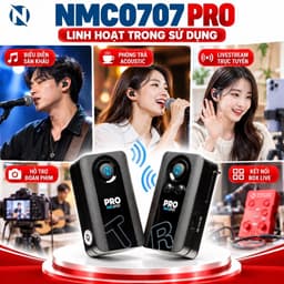 Bộ Thu Phát Âm Thanh Không Dây NMC-AUDIO NMC0707 PRO 5.8GHz, 24Bit/48K, Độ Trễ Thấp, Jack 3.5mm, Pin 7-10 Giờ 5