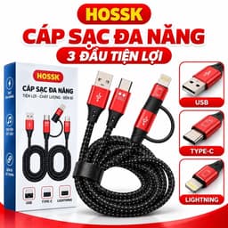 Cáp HOSSK Đa Năng 3 Đầu USB Type-C Lightning – Dây Bọc Dù, Cáp Kết Nối Cho Box Livestream Sound Card 2