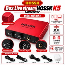 Box Livestream HOSSK K5 Converter 24Bit Stereo – Hỗ Trợ Vừa Sạc Vừa Live, OTG Windows Android iOS macOS 2