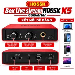 Box Livestream HOSSK K5 Converter 24Bit Stereo – Hỗ Trợ Vừa Sạc Vừa Live, OTG Windows Android iOS macOS 4