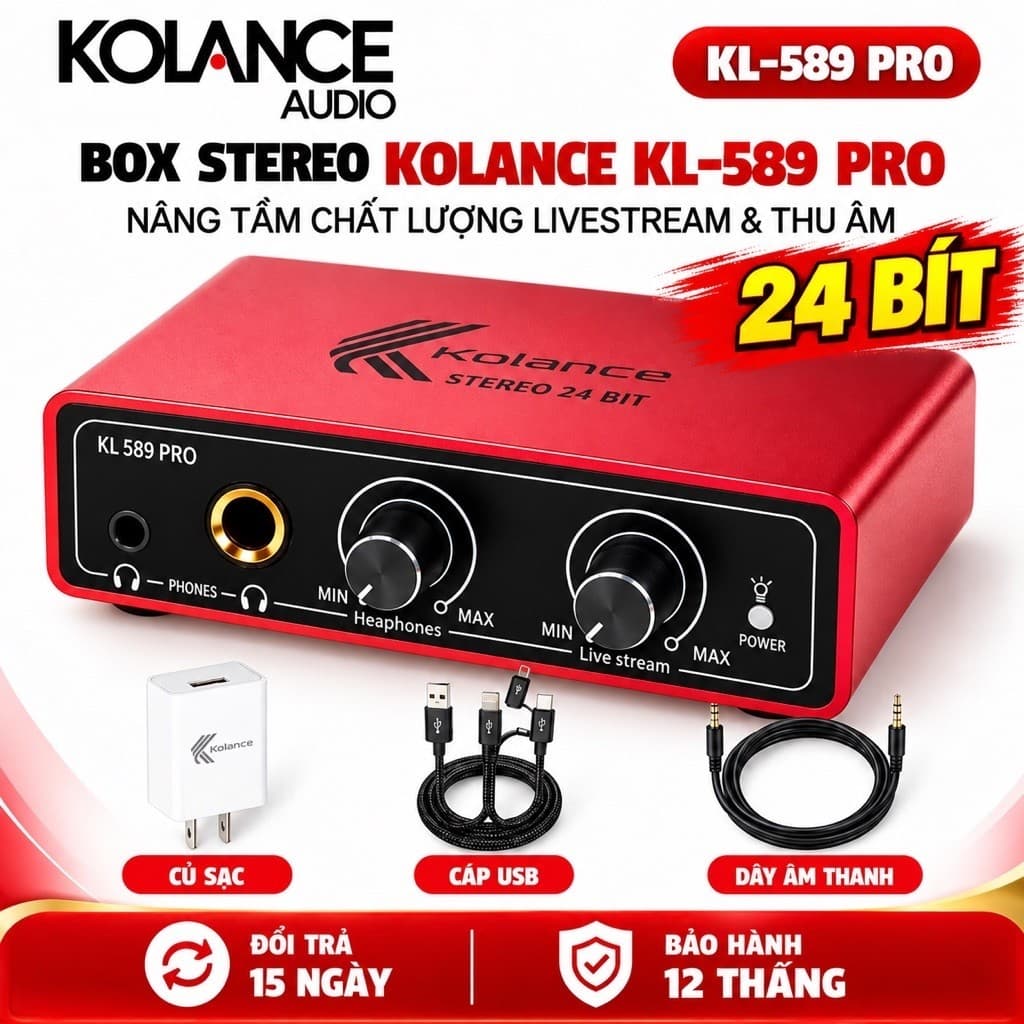 Box Stereo Kolance KL-589 Pro 24Bit – Box Livestream Thu Âm, Hát Online, Kết Nối Điện Thoại Máy Tính