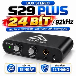 Box Stereo S29 Plus 24Bit/92kHz – Bộ Chuyển Đổi Âm Thanh Livestream, Thu Âm, 2 Cổng Tai Nghe, Line In/Out 1