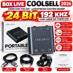Box Live Coolsell 24Bit 192kHz Stereo Bản 2026, Cục Chuyển Âm Thanh Livestream Thu Âm, Hỗ Trợ Vừa Sạc Vừa Live 1