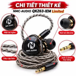Tai Nghe In-Ear NMC-AUDIO QKZ63-IEM Limited Nhét Tai Hát Live, Kiểm Âm, Jack 3.5mm, Dây 2.5 Mét 3