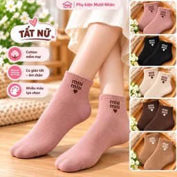 Tất Nữ Cotton Mềm Mịn Co Giãn Tốt, Vớ Cổ Ngắn Nữ Nhiều Màu Thời Trang 1
