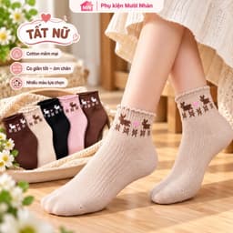 Tất Nữ Cotton Mềm Mịn Co Giãn Tốt, Vớ Cổ Ngắn Nữ Nhiều Màu Thời Trang 2