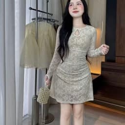 Đầm ren tay dài dáng xoè nhẹ xinh chuẩn 5