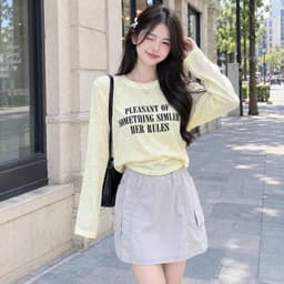 Áo thun nữ tay dài thun giấy in chữ mặc quanh năm áo thun dài tay form rộng thời trang trend TG PLEA05 3