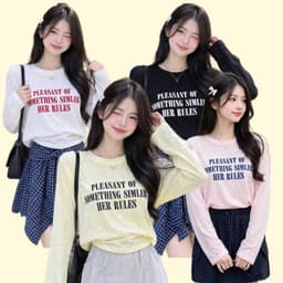 Áo thun nữ dài tay thun giấy xước mỏng in chữ thời trang,áo thun nữ form rộng tay dài đẹp TG PLEA05 2