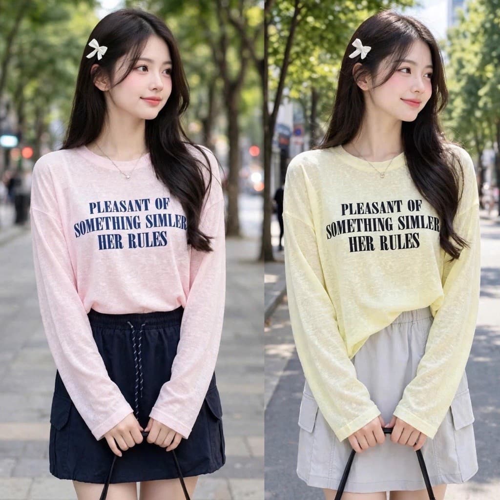 Áo thun nữ dài tay chất thun giấy xước in hình đẹp siêu nét thời trang, áo thun nữ form rộng hot trend TG PLEA05