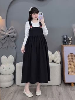 <Đầm bầu Quynhanhhouse> Váy suông quynhanhhouse set váy yếm mì freesize 2