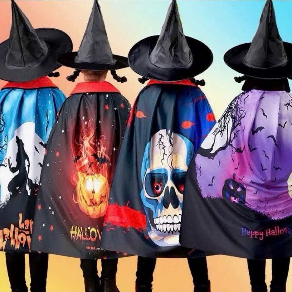 Combo set Áo choàng kèm nón (mũ) mẫu mới in 3D nổi bật hóa trang lễ hội Halloween hoặc trang phục lễ hội, biểu diễn