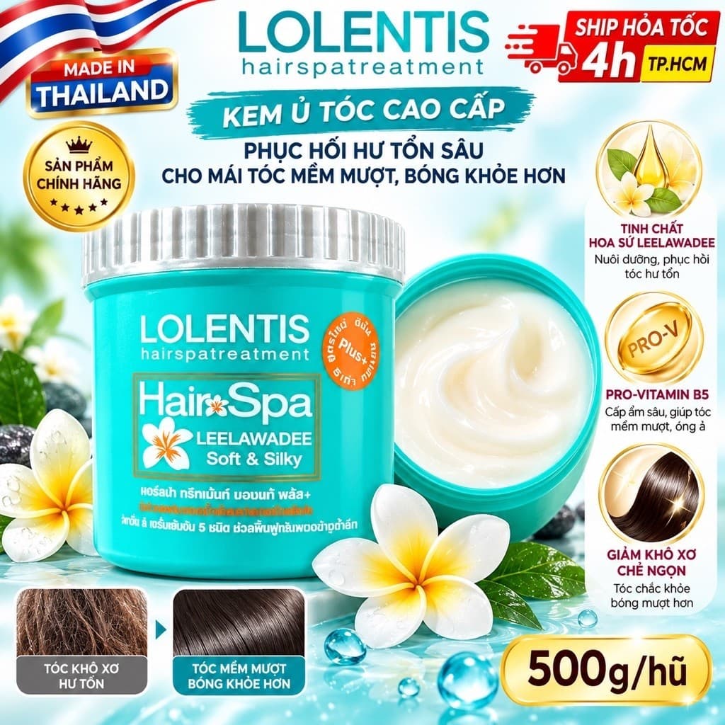 [ CHUẨN THÁI ] KEM Ủ TÓC HOA SỨ LOLENTIS HAIR SPA 500ml/HỦ NỘI ĐỊA THÁI LAN