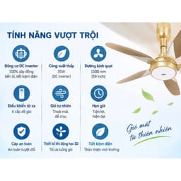 QUẠT TRẦN CAO CẤP ADT 5 CÁNH TIẾT KIỆM ĐIỆN - CÓ ĐÈN – Moldel: AD500909SE 8