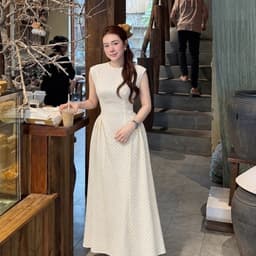 Váy bi kem xoè dự tiệc xukadress, váy xoè dáng dài dự tiệc, váy maxi ren xoè sang chảnh 9