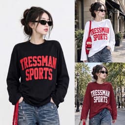 Áo thun nữ dài tay form rộng in hoạ tiết chữ thời trang chất cotton co giãn tốt CT SPO96 1