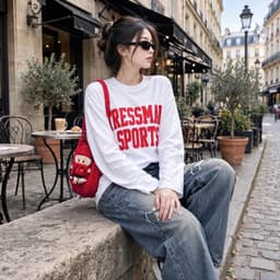 Áo thun nữ dài tay form rộng in hoạ tiết chữ thời trang chất cotton co giãn tốt CT SPO96 4