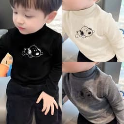 Áo giữ nhiệt trẻ em, áo cổ lọ chất zip lông giữ ấm hình chú chó tai dài cho bé trai, bé gái 6-17kg 1