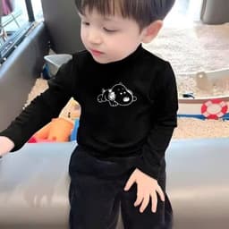 Áo giữ nhiệt trẻ em, áo cổ lọ chất zip lông giữ ấm hình chú chó tai dài cho bé trai, bé gái 6-17kg 2