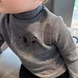 Áo giữ nhiệt trẻ em, áo cổ lọ chất zip lông giữ ấm hình chú chó tai dài cho bé trai, bé gái 6-17kg 4