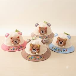 Mũ bucket cho bé hình gấu nổi 3D kèm hoạ tiết số đáng yêu - Nón tai bèo trẻ em chất cotton thoáng mát 1