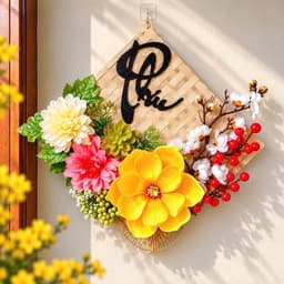 Mẹt Hoa Trang Trí Tết - Set Nguyên Liệu Decor Trang Trí Tết 2027 Treo Tường, Treo Nhà Cửa 4