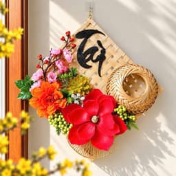 Mẹt Hoa Trang Trí Tết - Set Nguyên Liệu Decor Trang Trí Tết 2027 Treo Tường, Treo Nhà Cửa 2