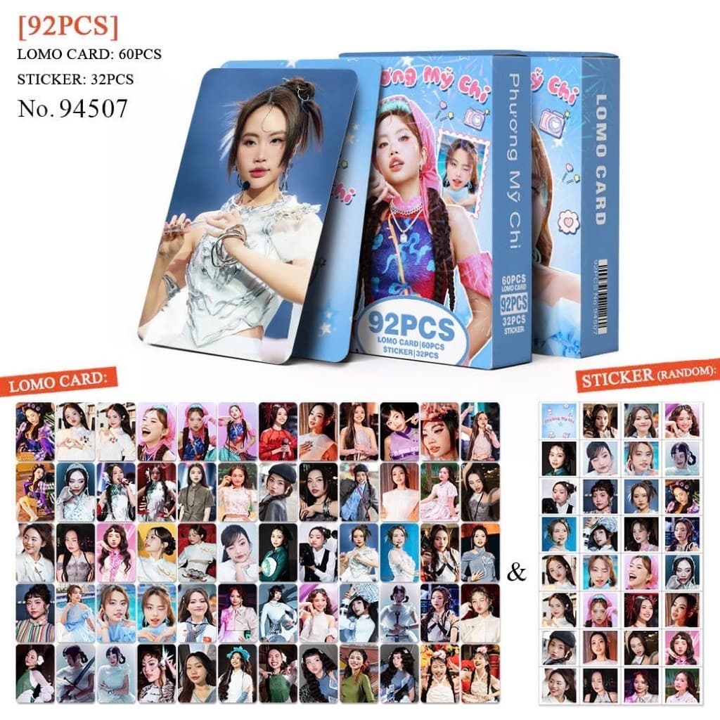 Set 60 lomo card và 32 sticker Phương Mỹ Chi 2026