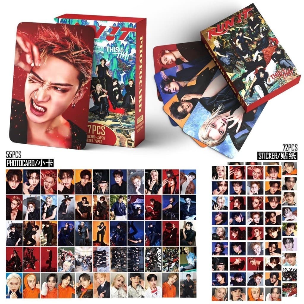 Set 55 lomo card và 72 sticker Stray Kids - RUN IT 2026