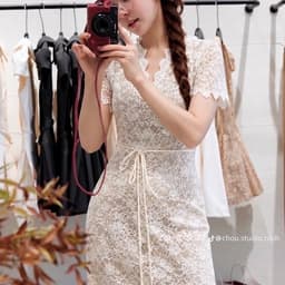 VÁY REN KEM DÁNG DÀI, ĐẦM REN KEM CỔ V XUKADRESS 7