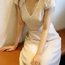 ĐẦM KEM CỔ V VIỀN REN, váy dáng dài đơn giản sang chảnh xukadress 3
