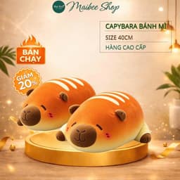 Gấu Bông Capybara Bánh Mì 40cm Siêu Mềm Mịn, Gối Ôm Capy Bông PP Đàn Hồi, Quà Tặng Dễ Thương 1