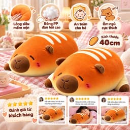 Gấu Bông Capybara Bánh Mì 40cm Siêu Mềm Mịn, Gối Ôm Capy Bông PP Đàn Hồi, Quà Tặng Dễ Thương 4