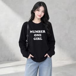 Áo thun nữ form rộng tay dài thu đông in chữ one girl hot trend thời trang thu đông BYN BYN CT ONEGIRL 2