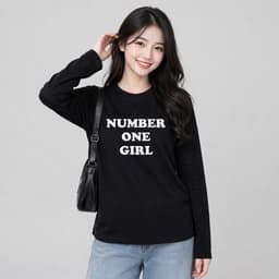 Áo thun nữ form rộng tay dài thu đông in chữ one girl hot trend thời trang thu đông BYN BYN CT ONEGIRL 4