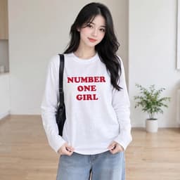 Áo thun nữ form rộng tay dài thu đông in chữ one girl hot trend thời trang thu đông BYN BYN CT ONEGIRL 9