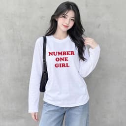 Áo thun nữ form rộng tay dài thu đông in chữ one girl hot trend thời trang thu đông BYN BYN CT ONEGIRL 3