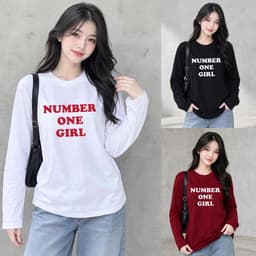 Áo thun nữ form rộng tay dài thu đông in chữ one girl hot trend thời trang thu đông BYN BYN CT ONEGIRL 1