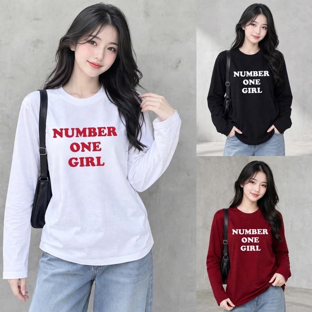 Áo thun nữ form rộng tay dài thu đông in chữ one girl hot trend thời trang thu đông BYN BYN CT ONEGIRL