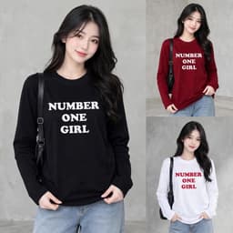 Áo thun tay dài form rộng in chữ thời trang thu đông đẹp đen chất vải cotton mềm mại CT ONEGIRL 1