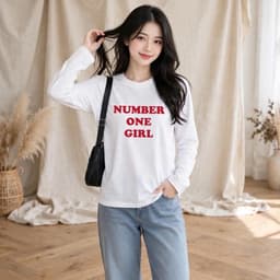 Áo thun tay dài form rộng in chữ thời trang thu đông đẹp đen chất vải cotton mềm mại CT ONEGIRL 8