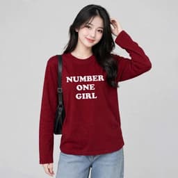 Áo thun nữ dài tay form rộng thu đông in chữ sang  chất cotton hot trend CT ONEGIRL 8