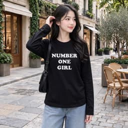 Áo thun nữ dài tay form rộng thu đông in chữ sang  chất cotton hot trend CT ONEGIRL 3