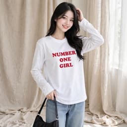 Áo thun nữ dài tay form rộng thu đông in chữ sang  chất cotton hot trend CT ONEGIRL 5