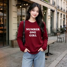 Áo thun nữ dài tay form rộng thu đông in chữ sang  chất cotton hot trend CT ONEGIRL 2